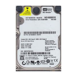 Western Digital WD1600BEVS-00UST0 Scorpio Blue 160GB SATA 1.5Gb/s Laptop Hard Drive