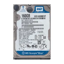 Western Digital WD1600BEVT-22A23T0 Scorpio Blue 160GB SATA 3Gb/s Laptop Hard Drive