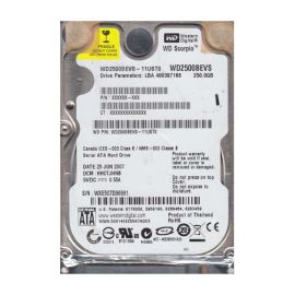 Western Digital WD2500BEVS-11UST0 Scorpio Blue 250GB SATA 1.5Gb/s Laptop Hard Drive