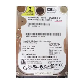 Western Digital WD2500BEVS-16UST0 Scorpio Blue 250GB SATA 1.5Gb/s Laptop Hard Drive
