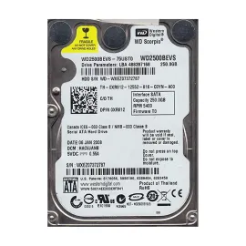 Western Digital WD2500BEVS-75UST0 Scorpio Blue 250GB SATA 1.5Gb/s Laptop Hard Drive