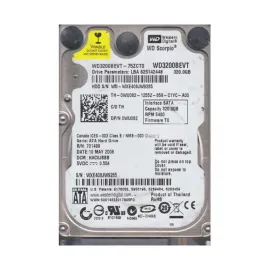 Western Digital WD3200BEVT-75ZCT0 Scorpio Blue 320GB SATA 3Gb/s Laptop Hard Drive