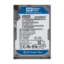 Western Digital WD4000BEVT-11ZAT0 Scorpio Blue 400GB SATA 3Gb/s Laptop Hard Drive