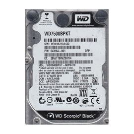 Western Digital WD7500BPKT-60PK4T0 Scorpio Black 750GB SATA 3Gb/s Desktop Hard Drive