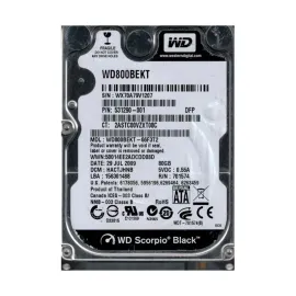 Western Digital WD800BEKT-66F3T2 Scorpio Black 80GB SATA 3Gb/s Desktop Hard Drive