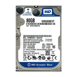 Western Digital WD800BEVT Scorpio Blue 80GB SATA 3Gb/s Laptop Hard Drive
